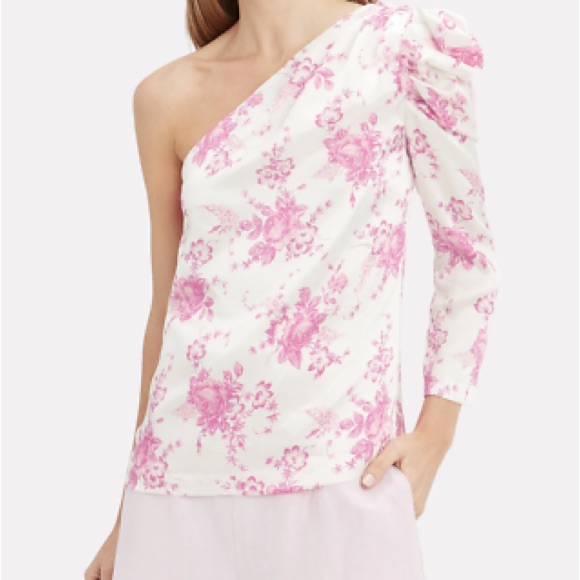 Les Reveries One Shoulder Floral Silk Top